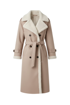 Trench lungo da donna foderato in shearling