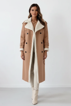 Trench lungo da donna foderato in shearling