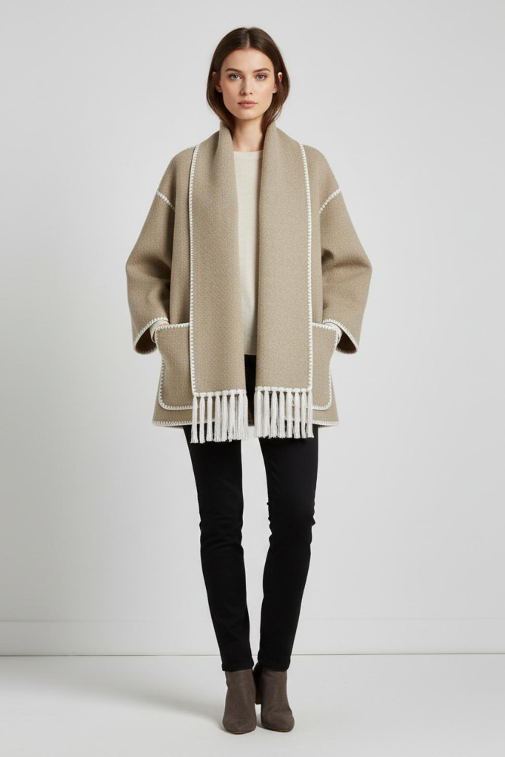 Cappotto Poppy da Donna con Sciarpa a Frange