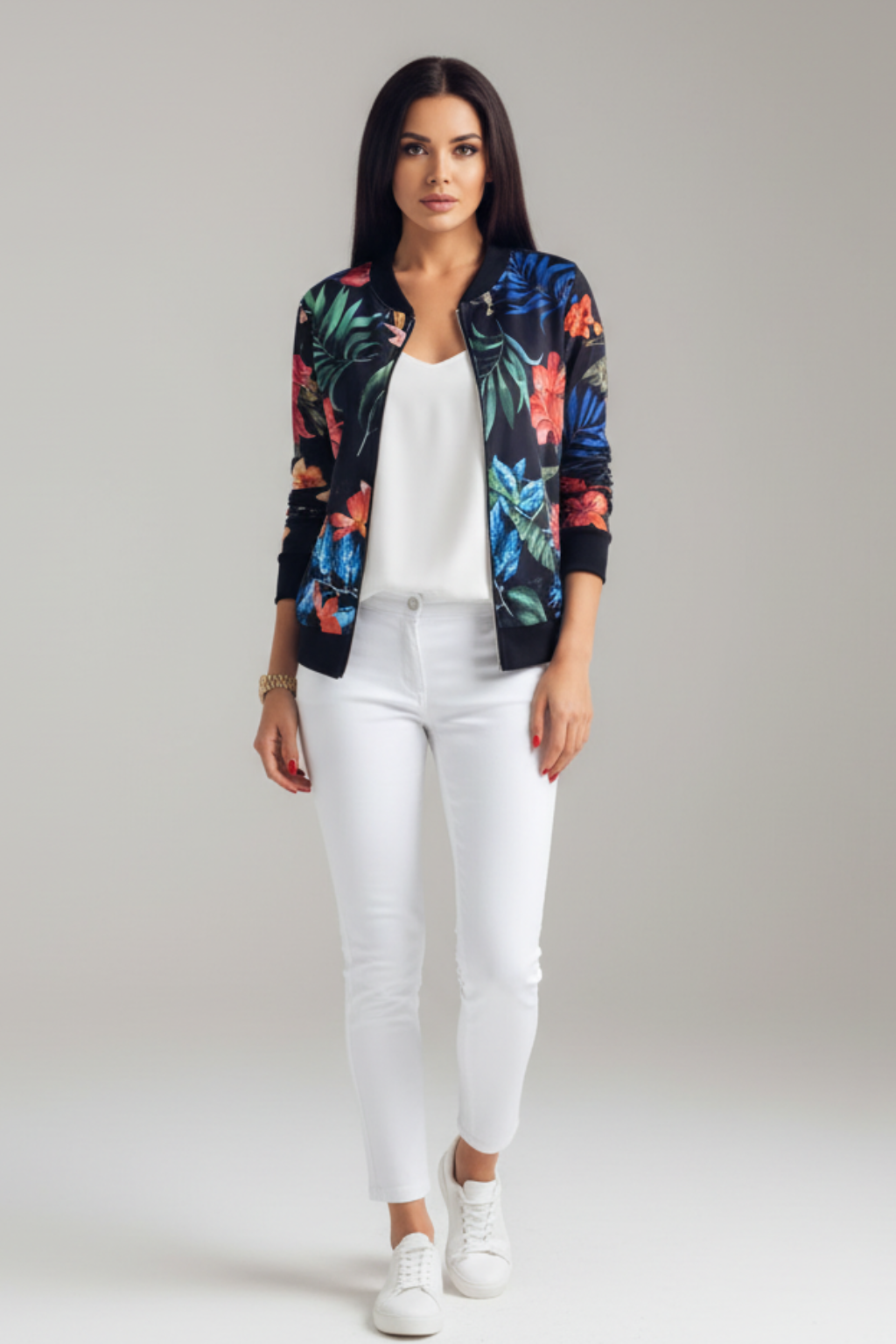Giacca Bomber Floreale Elegante da Donna