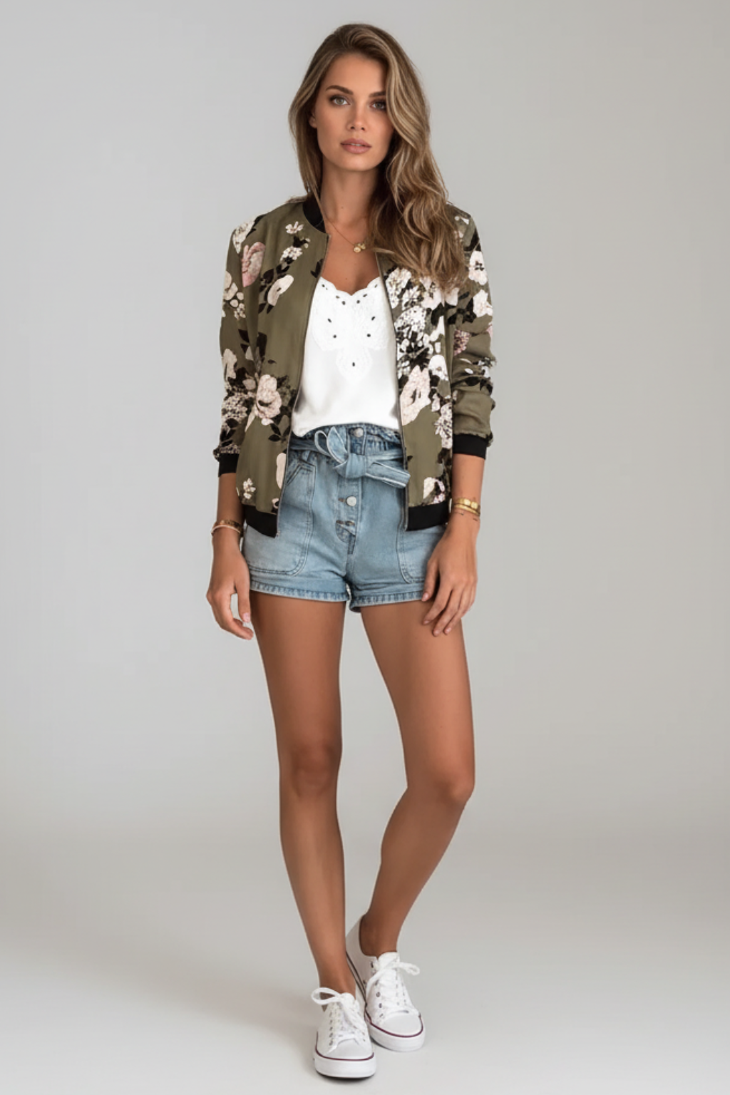 Giacca Bomber Floreale Elegante da Donna