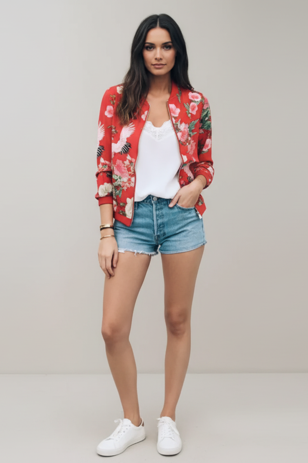 Giacca Bomber Floreale Elegante da Donna