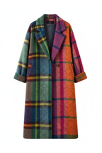 Trench lungo scozzese elegante da donna